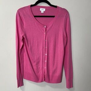 Old Navy Bright Pink Cardigan Sweater medium button down lightweight #6225